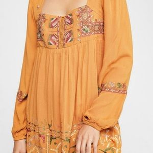 Free People Rhiannon Tie Back Mini Dress Mustard